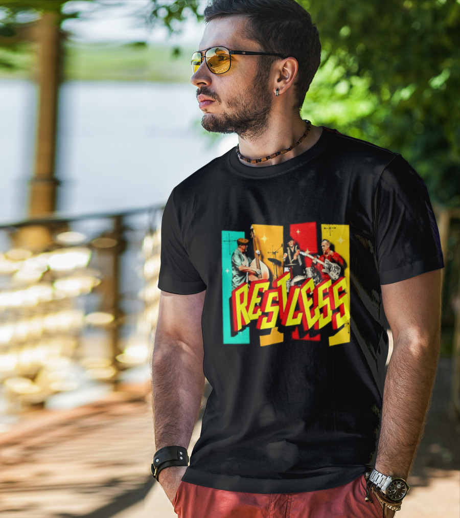 Restless Band Rockabilly Psychobilly Music Members Colorful Performance T-Shirt
