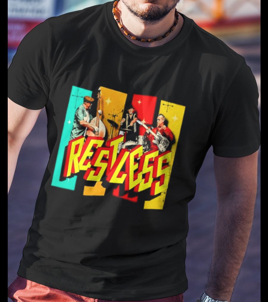 Restless Band Rockabilly Psychobilly Music Members Colorful Performance T-Shirt
