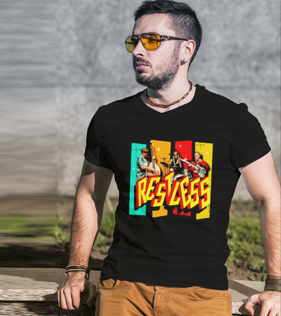 Restless Band Rockabilly Psychobilly Music Members Colorful Performance T-Shirt