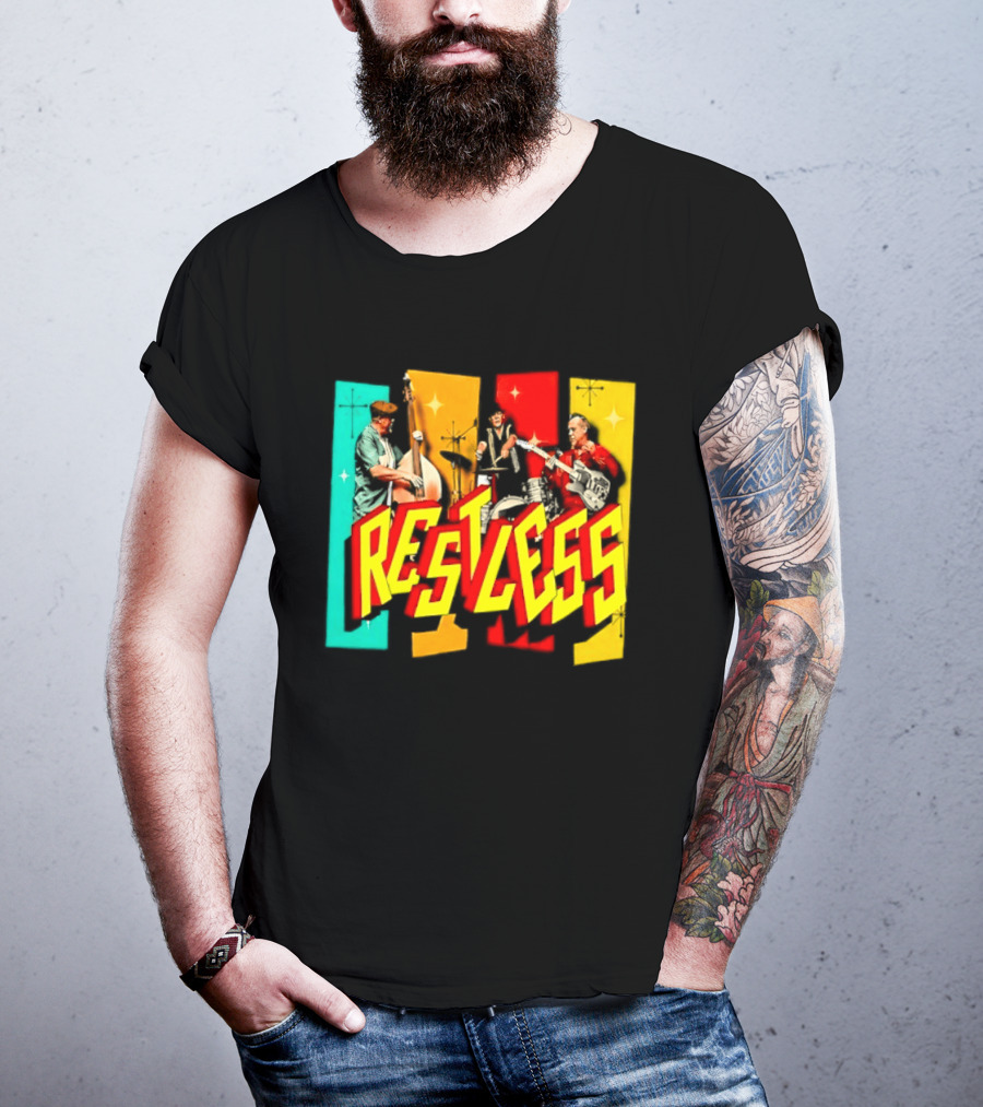 Restless Band Rockabilly Psychobilly Music Members Colorful Performance T-Shirt