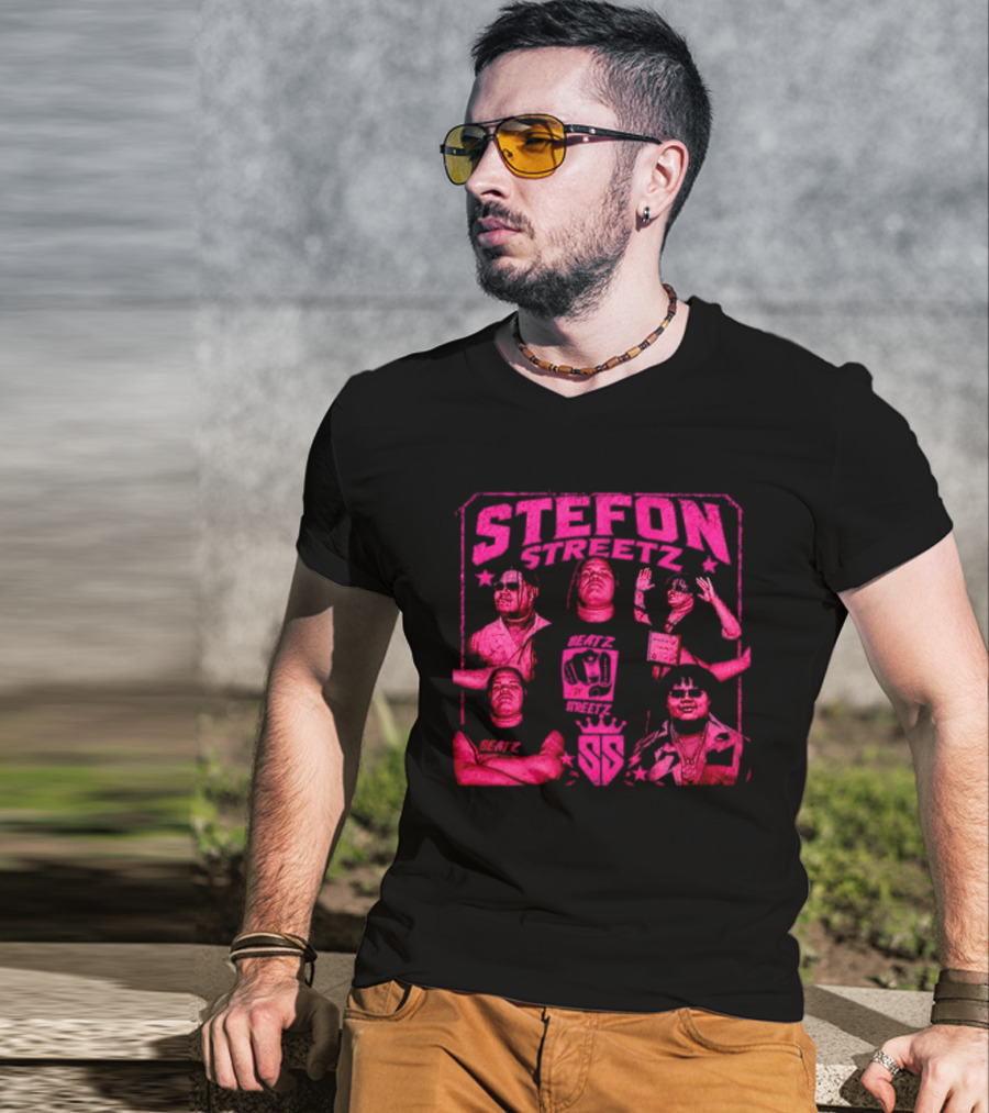 Stefon Streetz Pink Stars And Faces T-Shirt