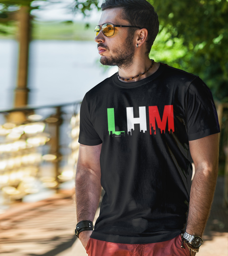 Stream Yvng Mobster LHM NYC Skyline Green White Red Drip Letters T-Shirt