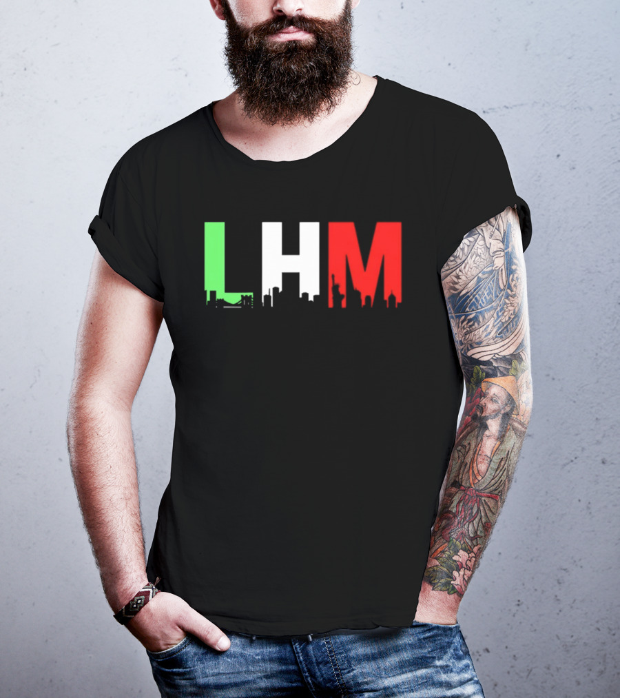 Stream Yvng Mobster LHM NYC Skyline Green White Red Drip Letters T-Shirt