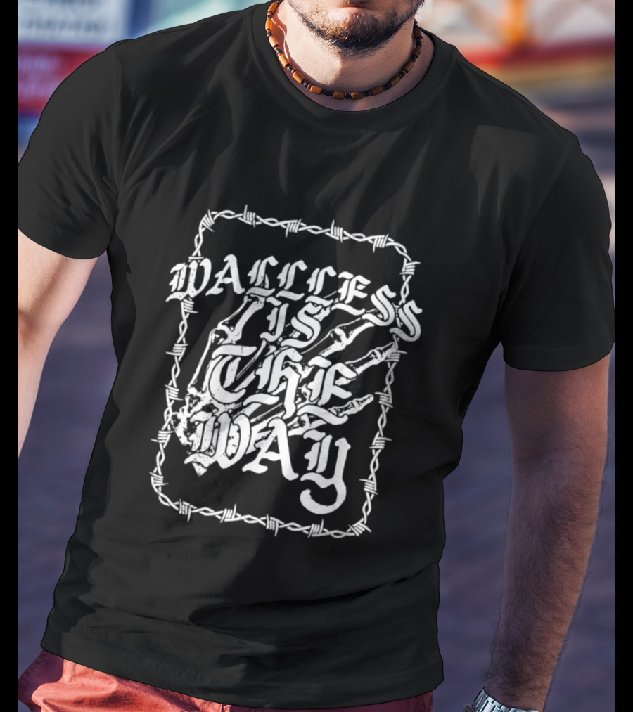 Wallless Is The Way Adam Wacker X WhiteCrayon Collaboration Barbed Skeleton T-Shirt