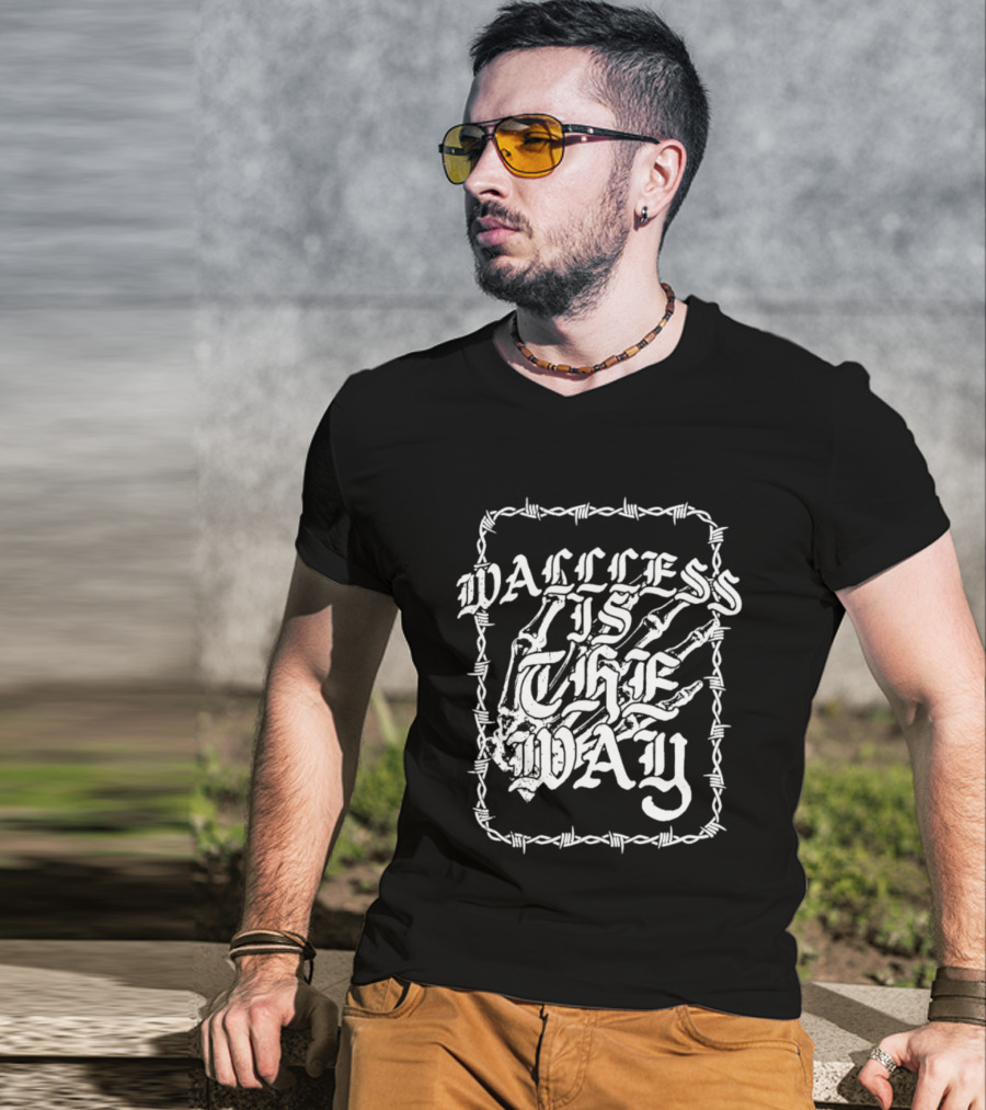Wallless Is The Way Adam Wacker X WhiteCrayon Collaboration Barbed Skeleton T-Shirt