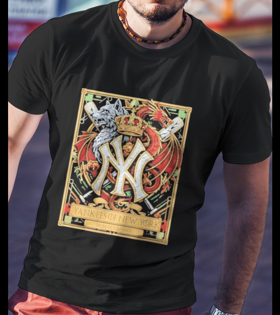 Yankees Of New York Bronx Bomber MLB Baseball Wolf Dragon Crown NY Crest T-Shirt