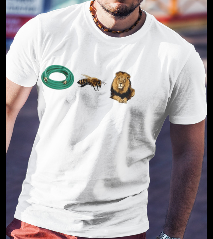 Hose Bee Lion Rebus Wordplay Pun Gardening Humor T-Shirt