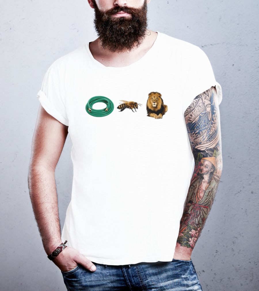 Hose Bee Lion Rebus Wordplay Pun Gardening Humor T-Shirt