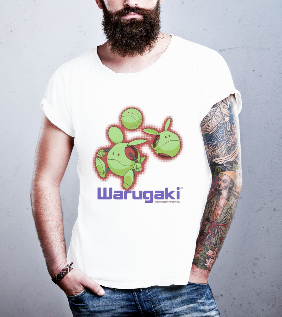 Warugaki Robotics Green Robot Trio Cartoon T-Shirt