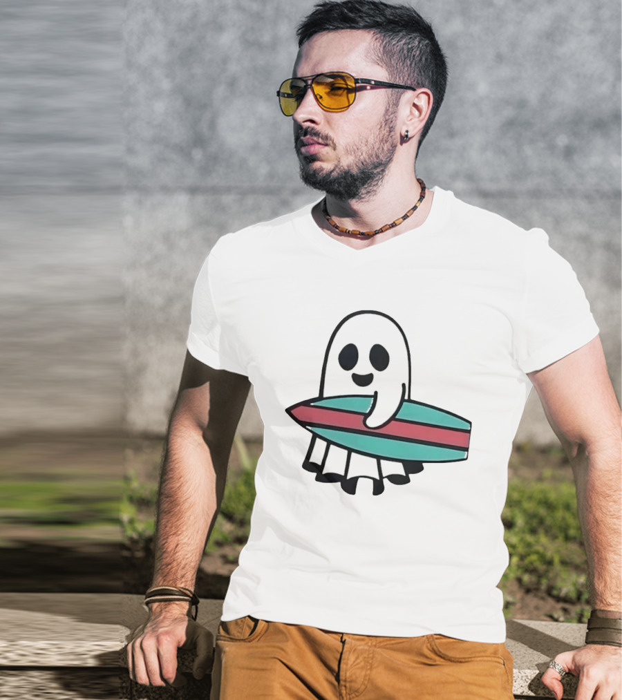 Ghost With Surfboard Adventure Surfing Ghost Fun T-Shirt