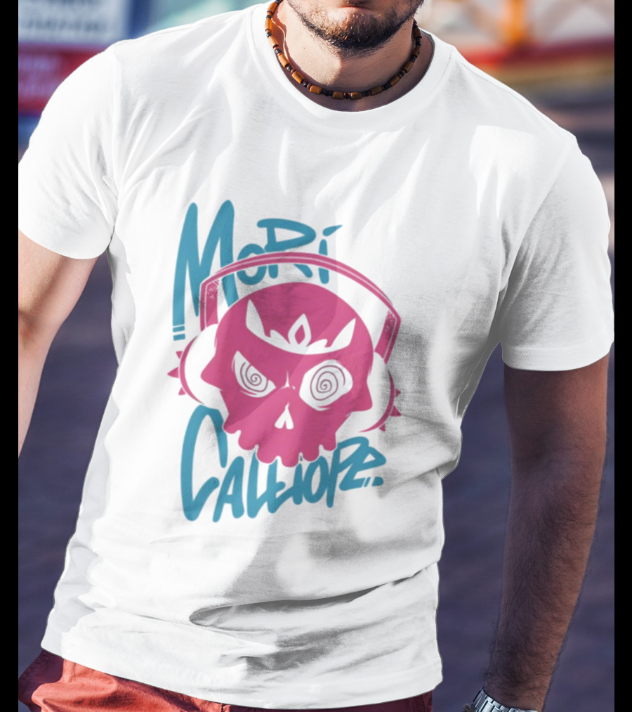 Mori Calliope Pink Skull With Headphones T-Shirt