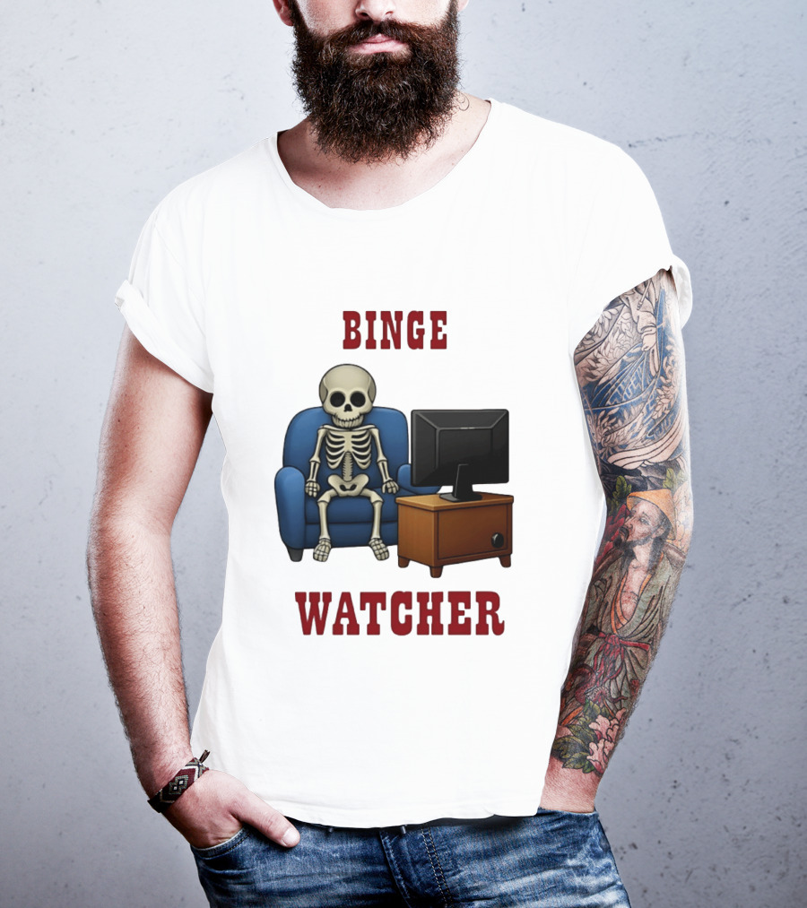 Binge Er Skeleton On Couch With TV T-Shirt