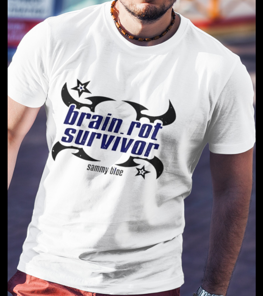Brainrot Survivor Sammy Blue Stars Tribal T-Shirt