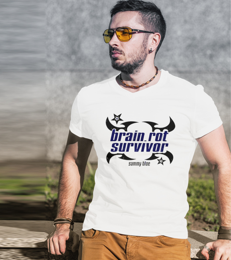 Brainrot Survivor Sammy Blue Stars Tribal T-Shirt