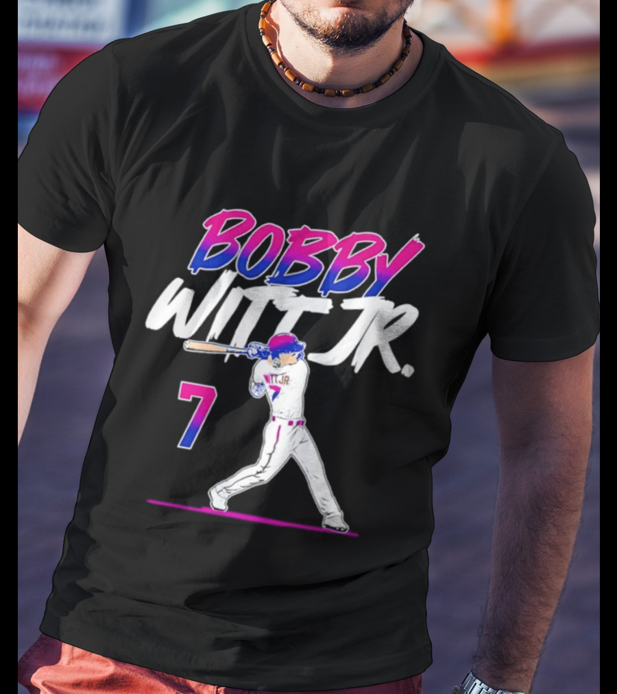 Bobby Witt Jr. 7 Kansas City Royals MLB Slugger Swing T-Shirt