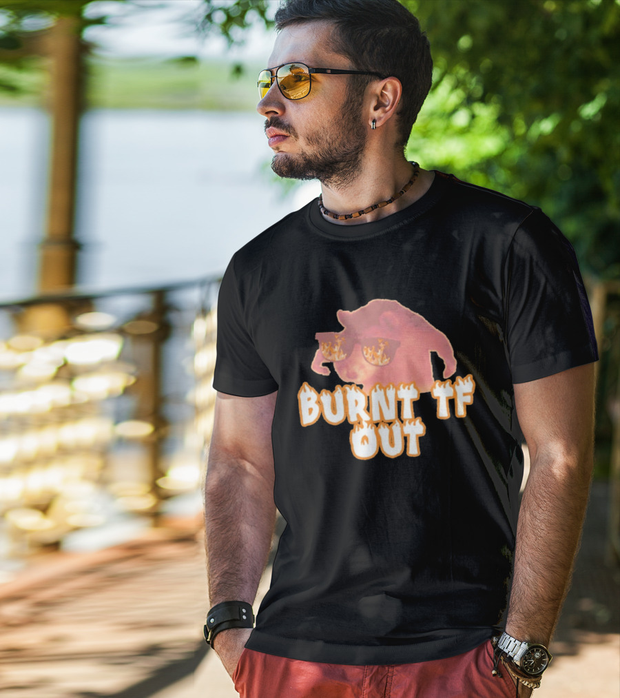 Burnt TF Out Flaming Sunglasses Meme Cat T-Shirt