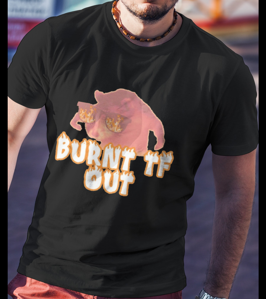 Burnt TF Out Flaming Sunglasses Meme Cat T-Shirt