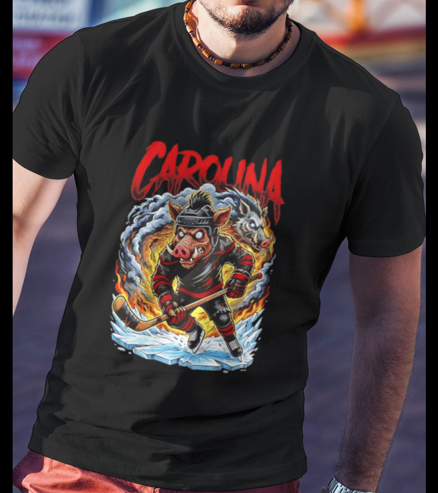 Carolina Hurricanes Stormy Hockey Player Ice Action T-Shirt