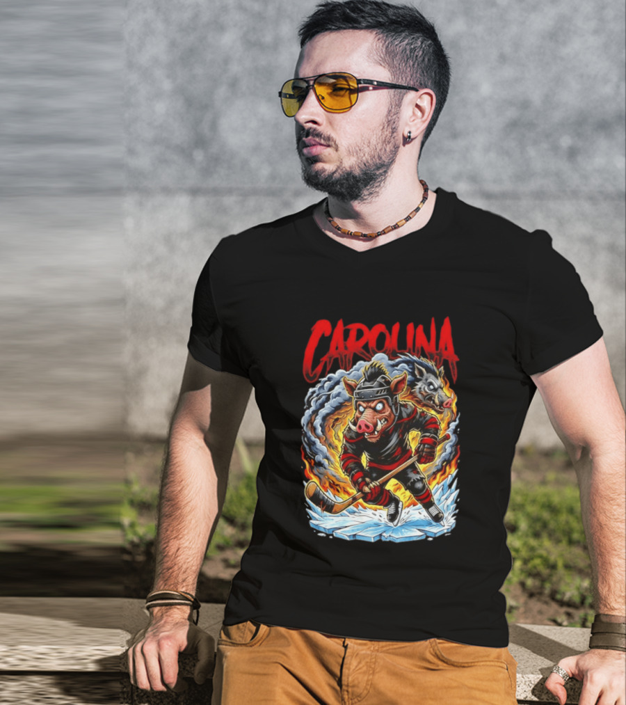 Carolina Hurricanes Stormy Hockey Player Ice Action T-Shirt