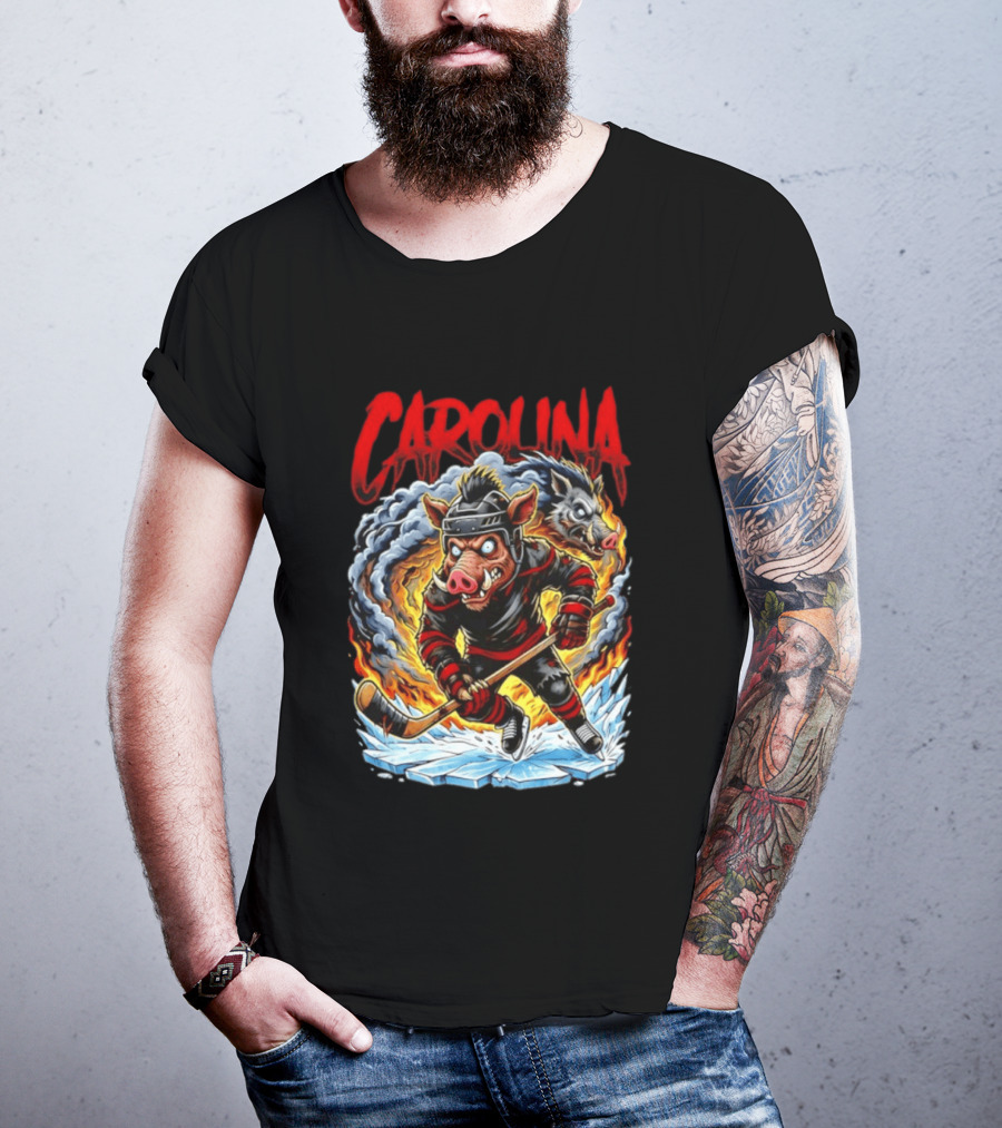 Carolina Hurricanes Stormy Hockey Player Ice Action T-Shirt