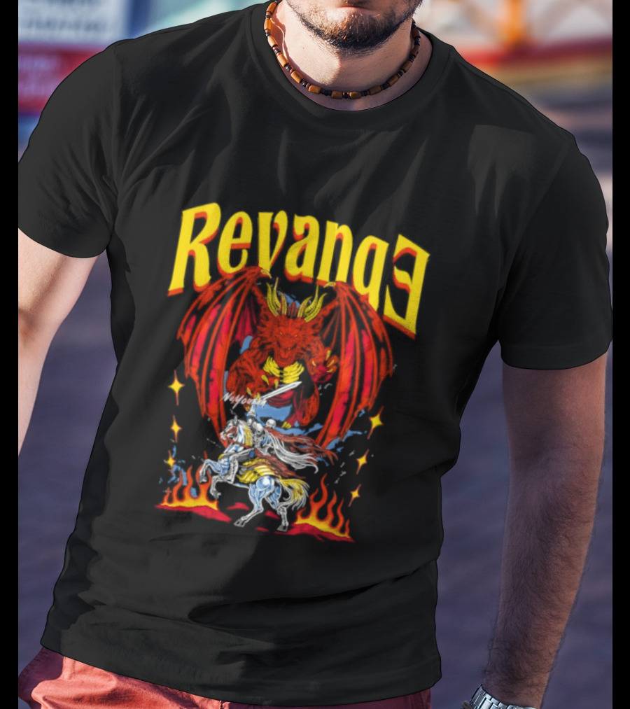Revenge Dragon Knight Sword Fire Fantasy T-Shirt