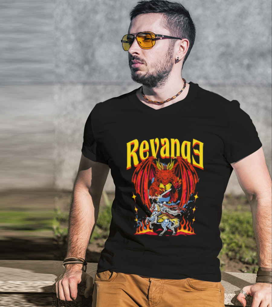 Revenge Dragon Knight Sword Fire Fantasy T-Shirt