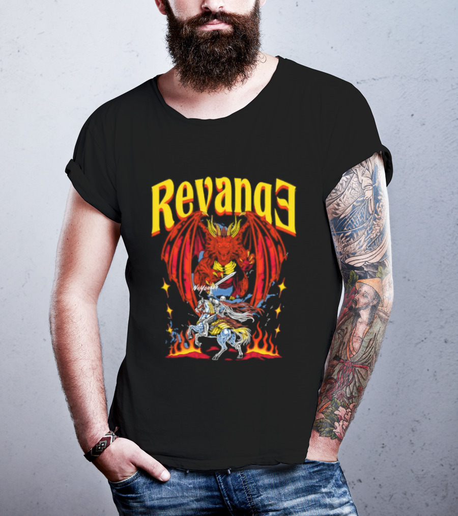 Revenge Dragon Knight Sword Fire Fantasy T-Shirt