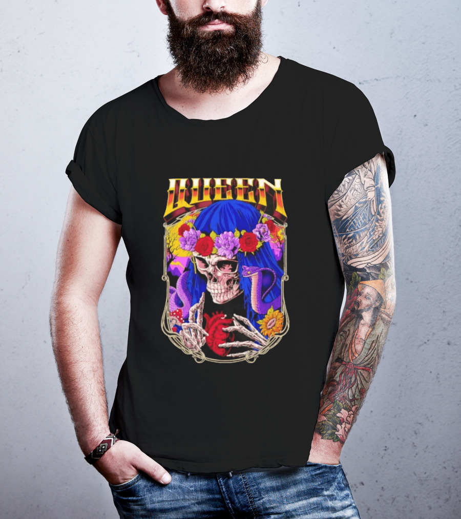 Til Death Skeleton Fiesta Cobra Floral Skeleton Tattoo T-Shirt