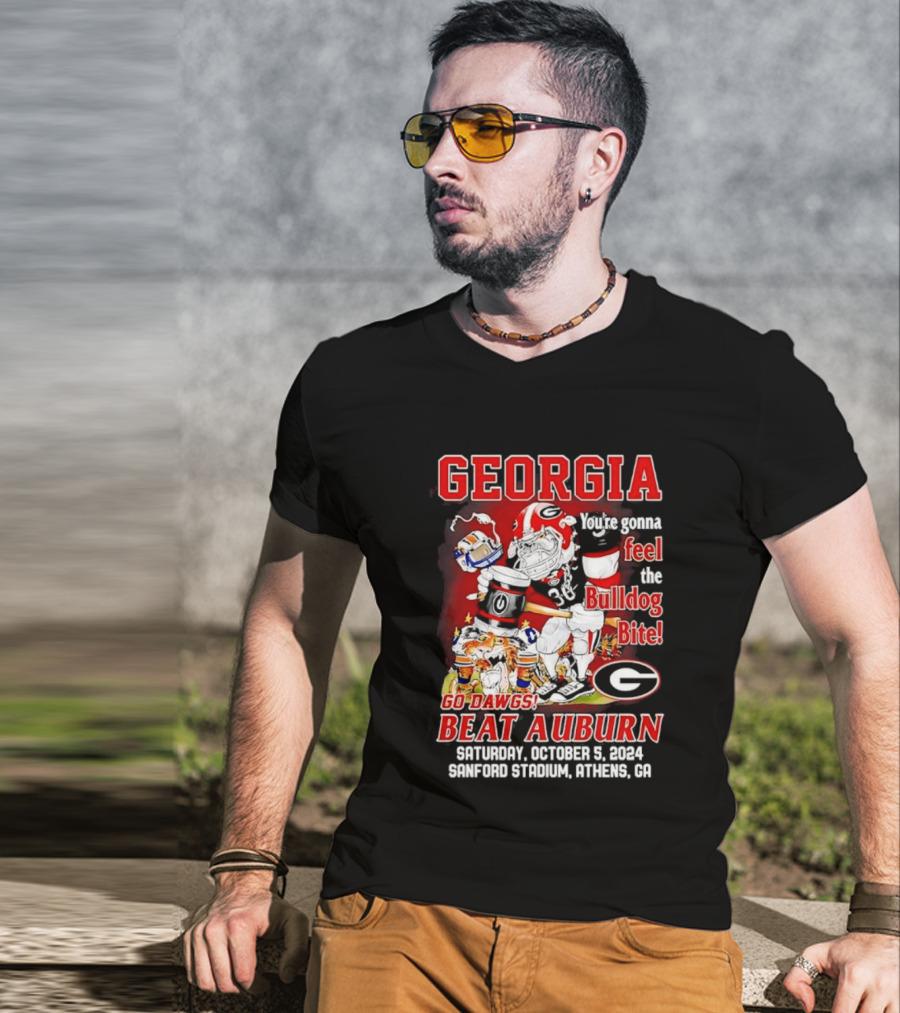 Georgia Bulldogs You're Gonna Feel The Bulldog Bite Go Dawgs Beat Auburn Saturday October 5 2004 Sanford Stadium Athens T-Shirt