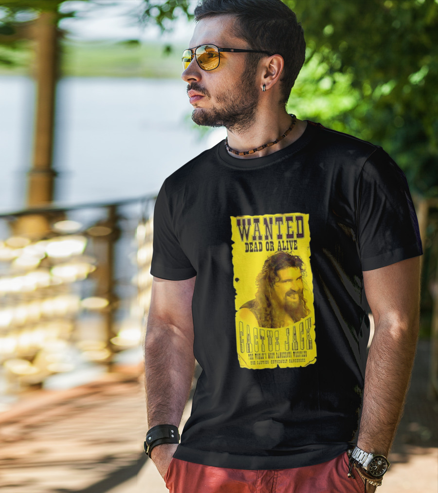 Jamie Hayter Iconic Cactus Jack Wanted Dead Or Alive Yellow T-Shirt