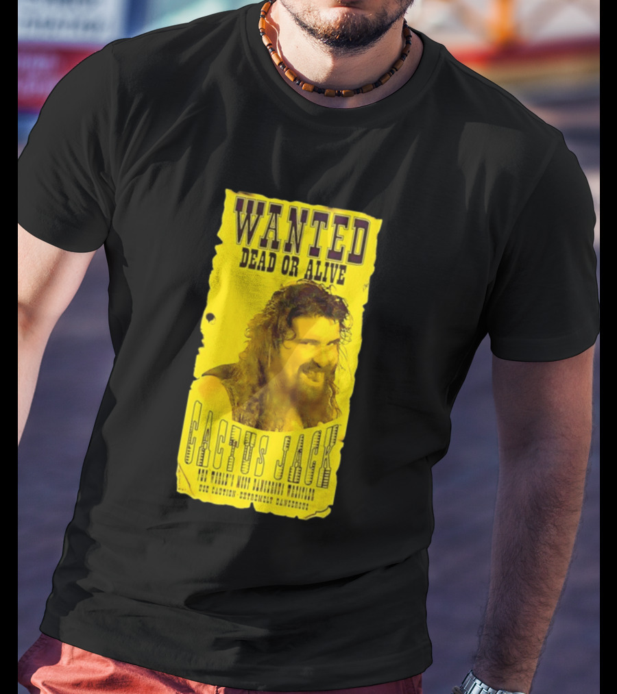 Jamie Hayter Iconic Cactus Jack Wanted Dead Or Alive Yellow T-Shirt