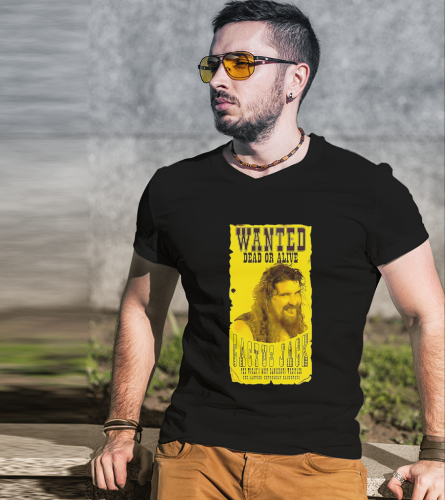 Jamie Hayter Iconic Cactus Jack Wanted Dead Or Alive Yellow T-Shirt