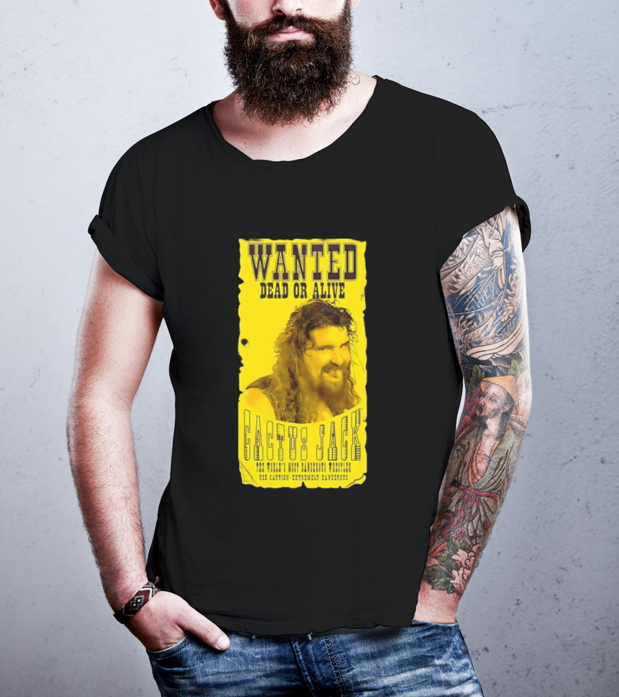Jamie Hayter Iconic Cactus Jack Wanted Dead Or Alive Yellow T-Shirt
