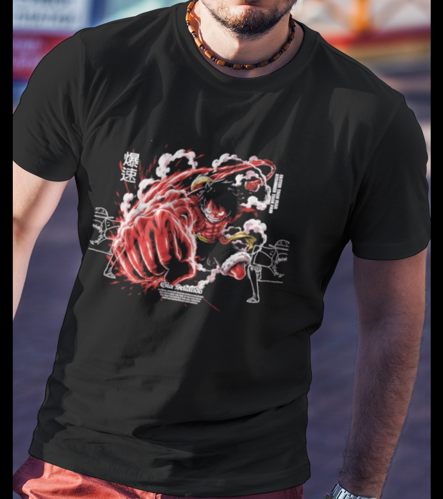Monkey D. Luffy Faster Than Fear Stronger Than Pain Anime Gear Second Splash Attack T-Shirt