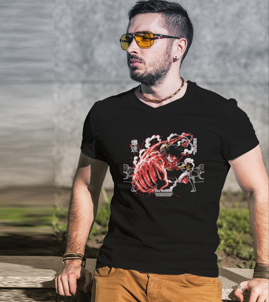 Monkey D. Luffy Faster Than Fear Stronger Than Pain Anime Gear Second Splash Attack T-Shirt