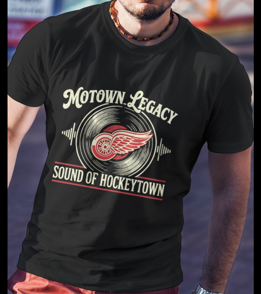 Motown Legacy Sound Of Hockeytown Detroit Red Wings Winged Wheel T-Shirt