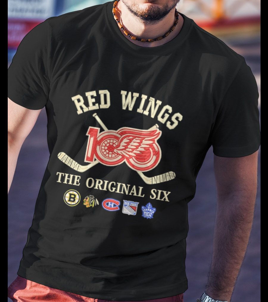 Red Wings 100 Anniversary The Original Six NHL Hockey Teams T-Shirt