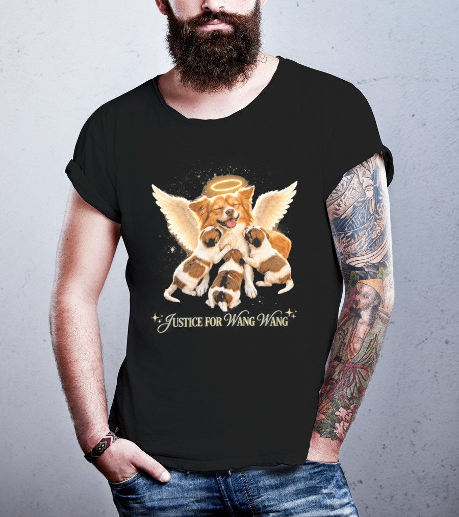 2026 Justice For Wang Wang Dog Angelic Puppies T-Shirt