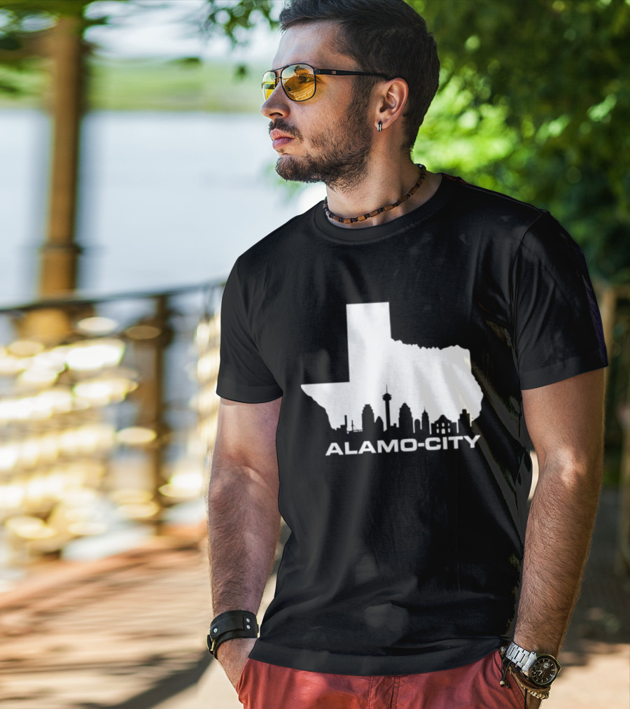 Alamo City San Antonio Skyline Texas Map T-Shirt