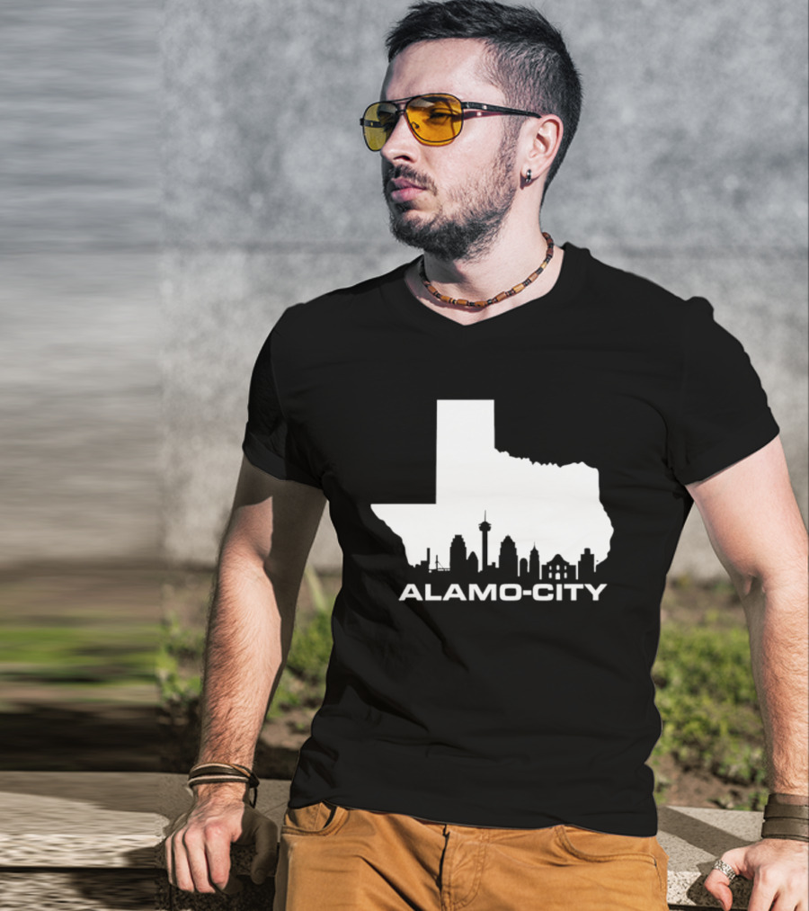 Alamo City San Antonio Skyline Texas Map T-Shirt