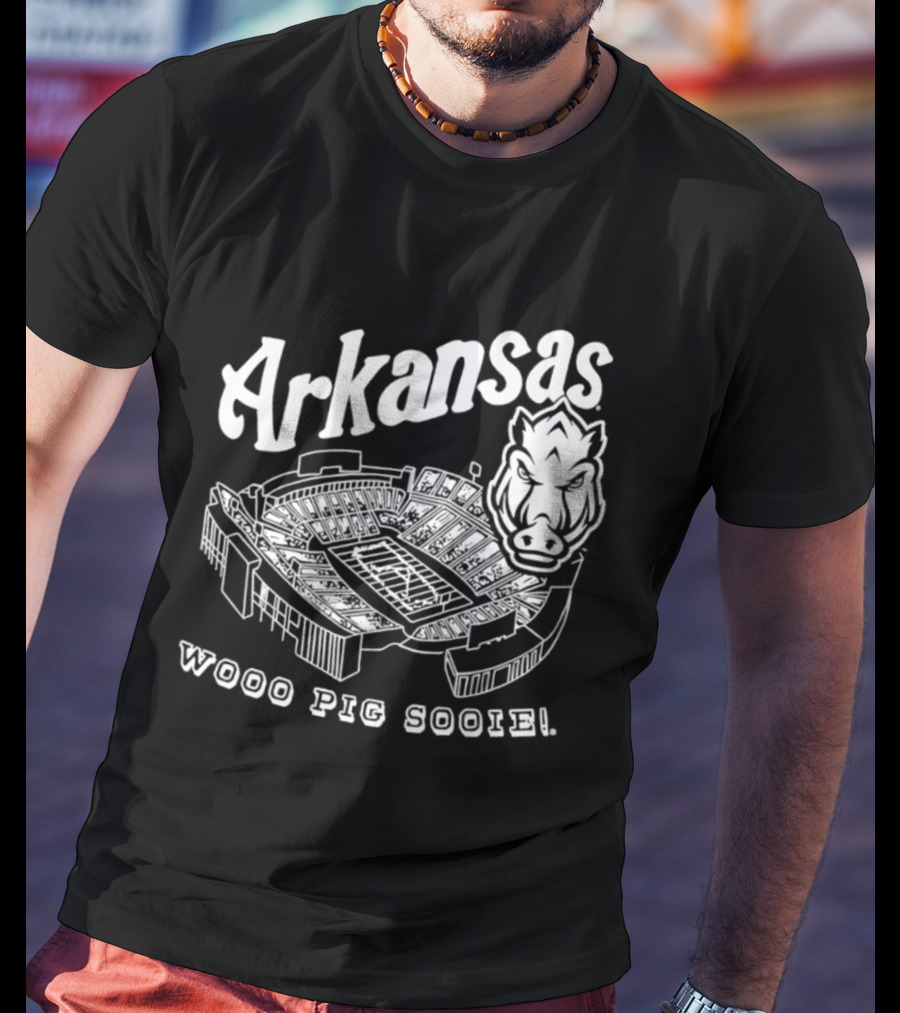 Arkansas Woo Pig Sooie Football Cardinal Stadium T-Shirt