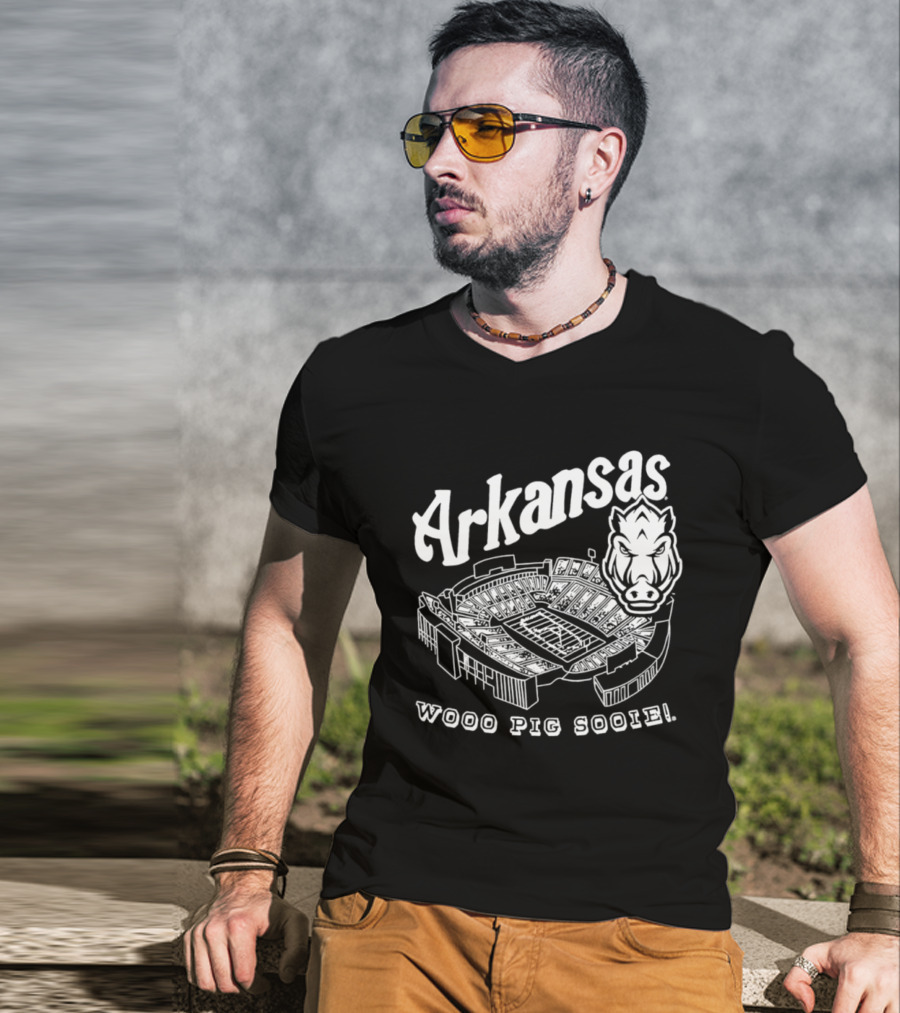 Arkansas Woo Pig Sooie Football Cardinal Stadium T-Shirt