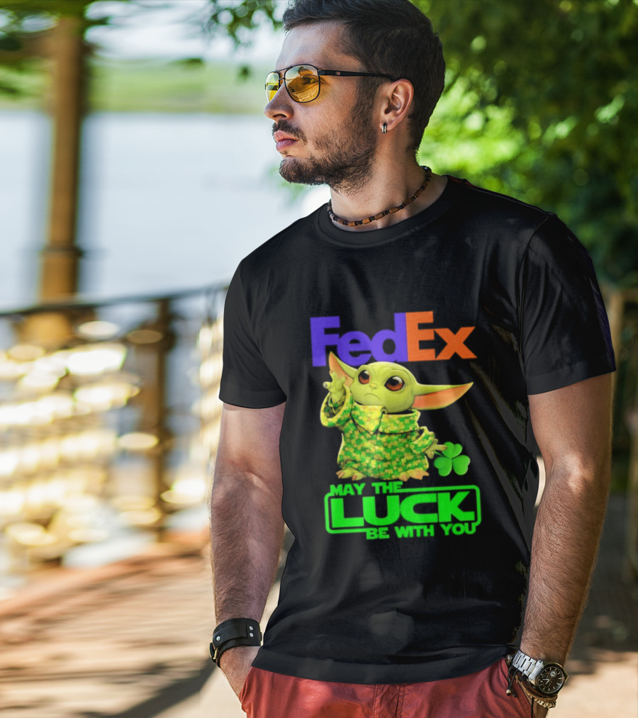 FedEx Baby Yoda May The Luck Be With You Clover T-Shirt