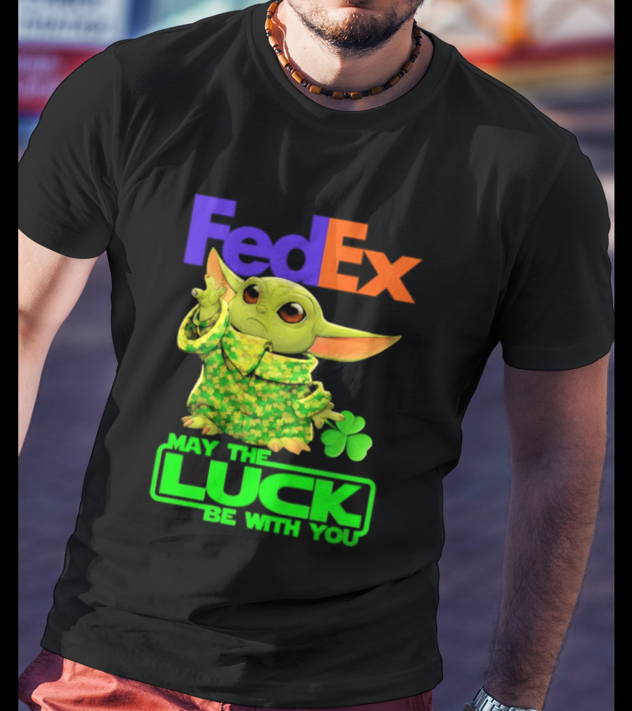 FedEx Baby Yoda May The Luck Be With You Clover T-Shirt