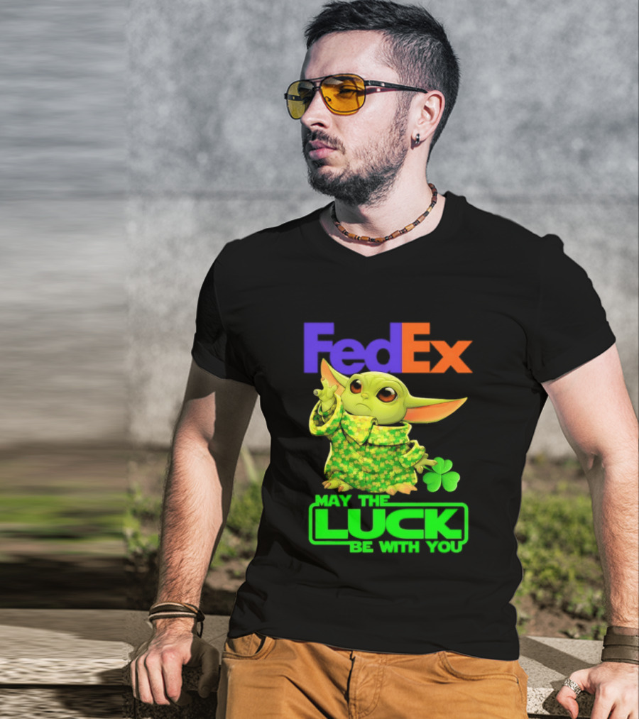 FedEx Baby Yoda May The Luck Be With You Clover T-Shirt