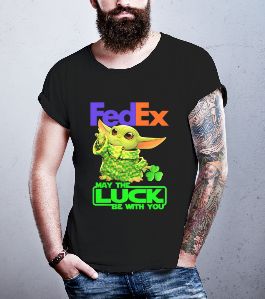 FedEx Baby Yoda May The Luck Be With You Clover T-Shirt