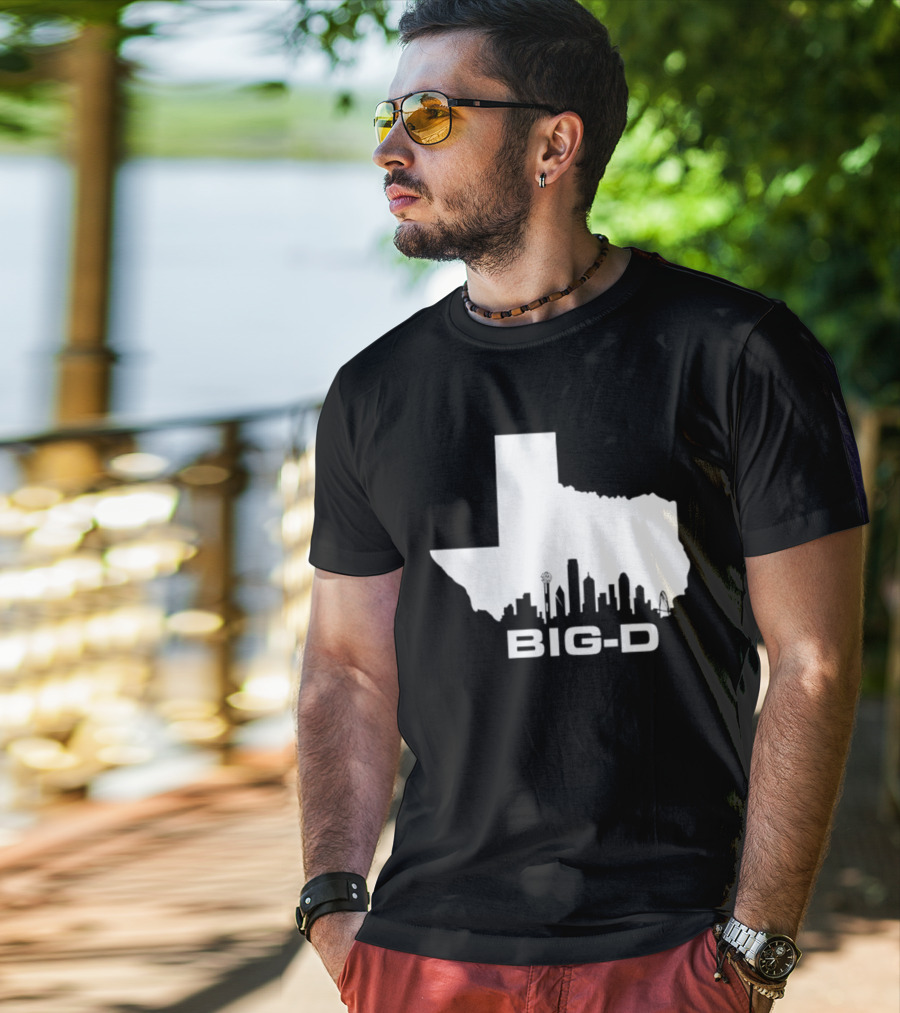 Big D Texas Outline Dallas City Skyline Map T-Shirt