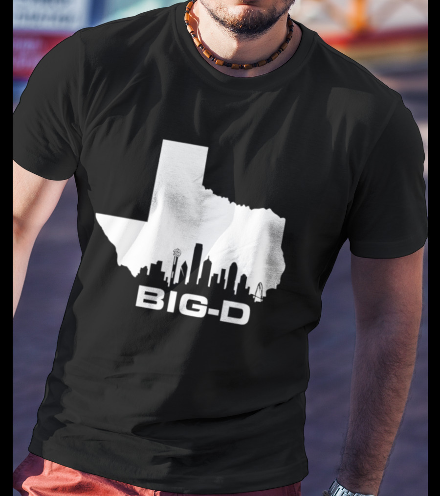 Big D Texas Outline Dallas City Skyline Map T-Shirt