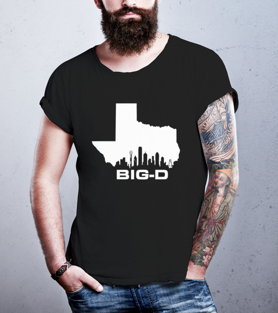 Big D Texas Outline Dallas City Skyline Map T-Shirt