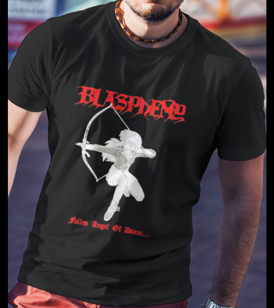 Blasphemy Fallen Angel Of Doom Black Metal Anime Archer T-Shirt